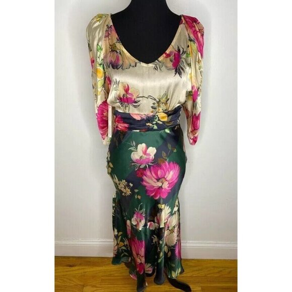 Love Sam Womens Sheath Dress Multicolor Floral V Neck Empire Waist XS New‎ - Picture 2 of 11